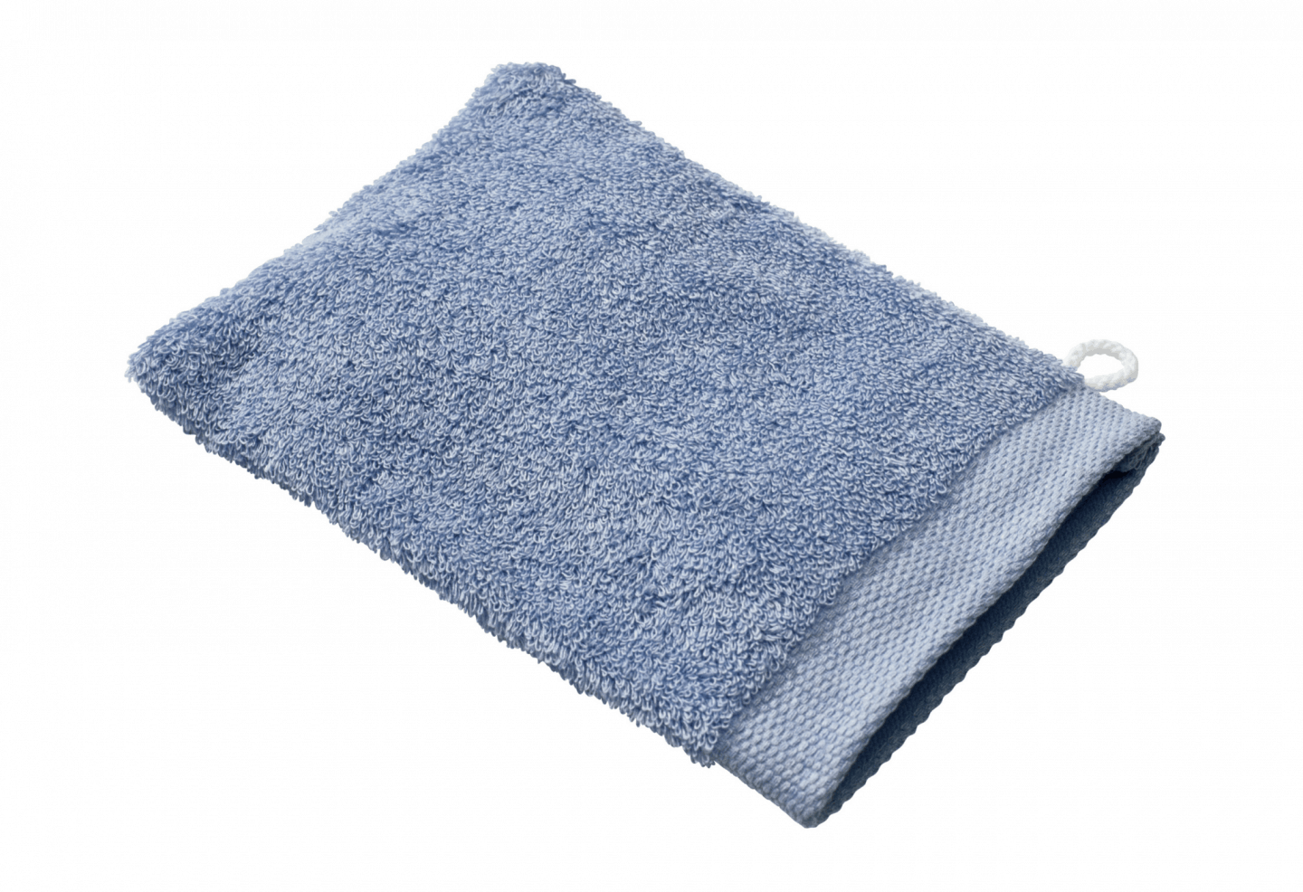 a blue washcloth as a sustainable alternative to plastic sponges